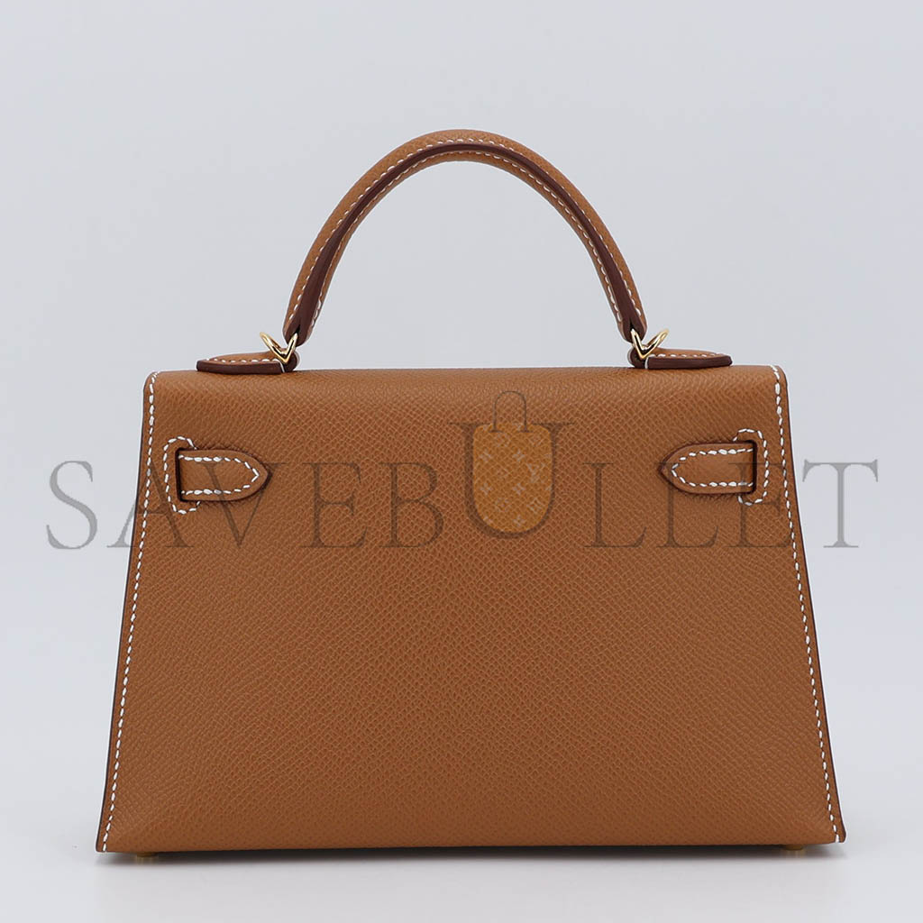 HERMÈS MASTER MINI KELLY SECOND GENERATION GOLDEN BROWN GOLD EPSOM (19*12*5.5cm) 